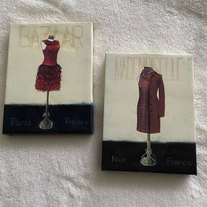 Parisian Look Canvas Red Dress Paintings Ready to hang 8” x 6”